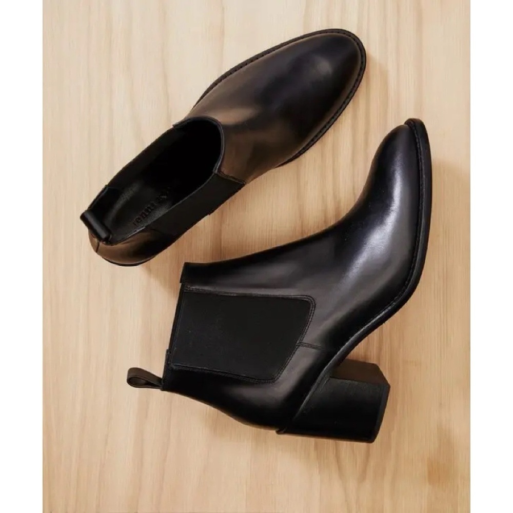 Jenni Kayne • Leather Heeled Chelsea boot ankle bootie black Nappa stacked 41 - Picture 13 of 13